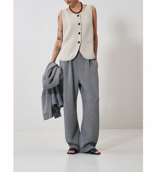 ��YENN/������ۥܡ��ȥͥå��˥åȥ٥���/BOAT NECK KNIT VEST(Y261-91017)