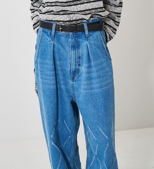 ��YENN/������ۥ졼�������åȥ磻�ɥǥ˥�/LASER CUT WIDE DENIM(Y261-31001)