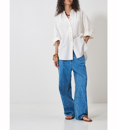 ��YENN/������ۥ졼�������åȥ磻�ɥǥ˥�/LASER CUT WIDE DENIM(Y261-31001)