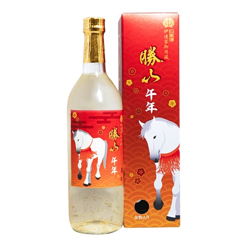 勝山 2026年 干支ラベル 午 金粉入り 720ml 箱入り かつやま えと 勝山