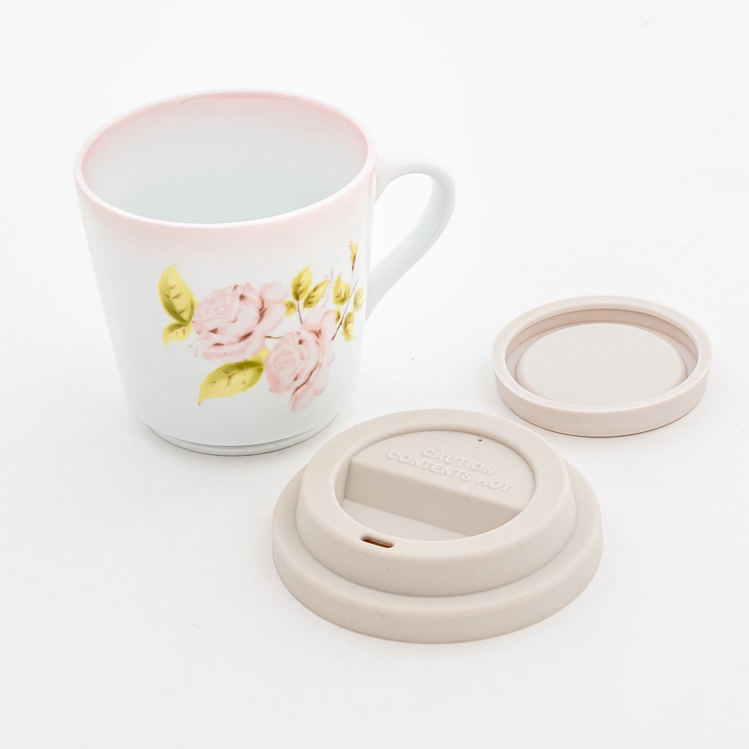 ＊imane＊シャルロット　リビングダスト缶　蓋付き ダイアナローズ ダブルウォールマグカップ シリコン蓋付(ベージュ