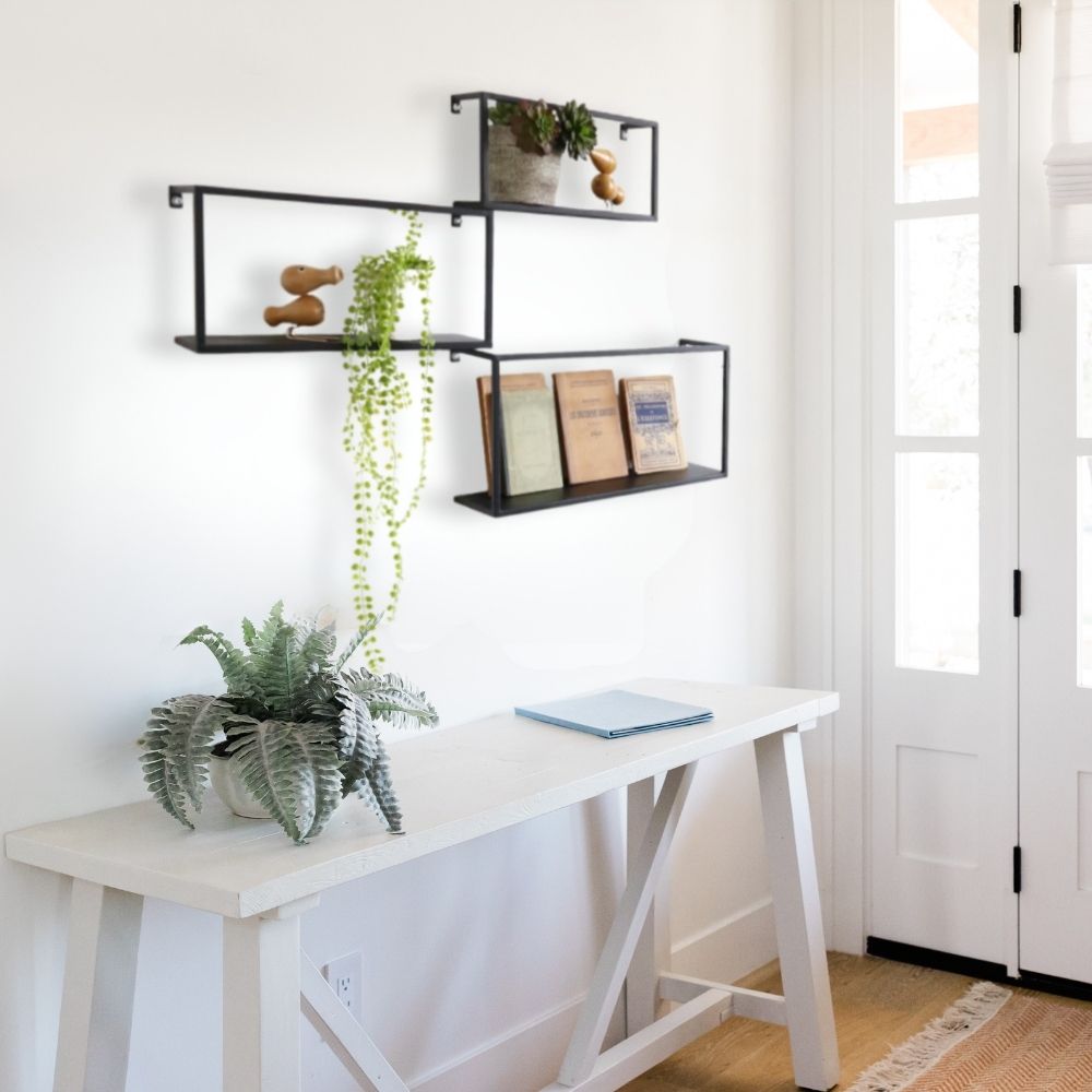 壁ディスプレイシェルフ 四角型 3個セット 幅46cm｜おしゃれな