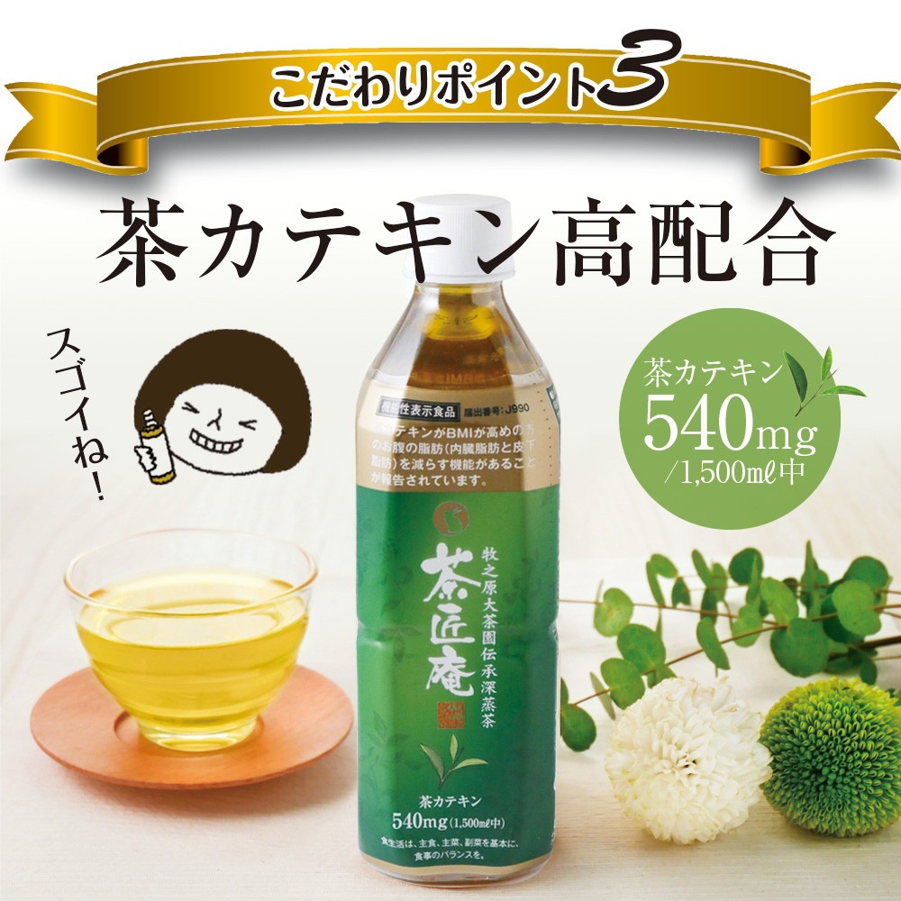 【機能性表示食品】 茶匠庵 緑茶ペットボトル 500ml×24本