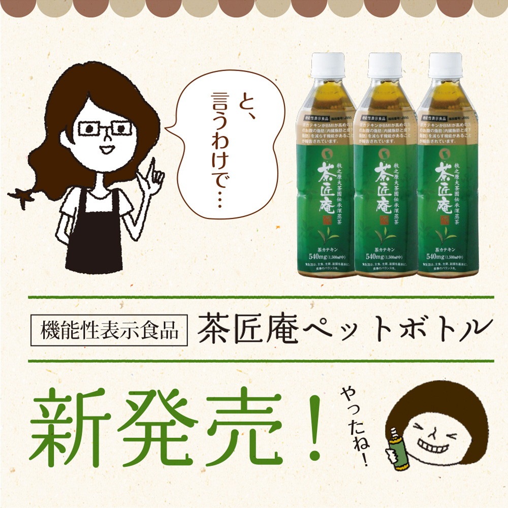 【機能性表示食品】 茶匠庵 緑茶ペットボトル 500ml×24本