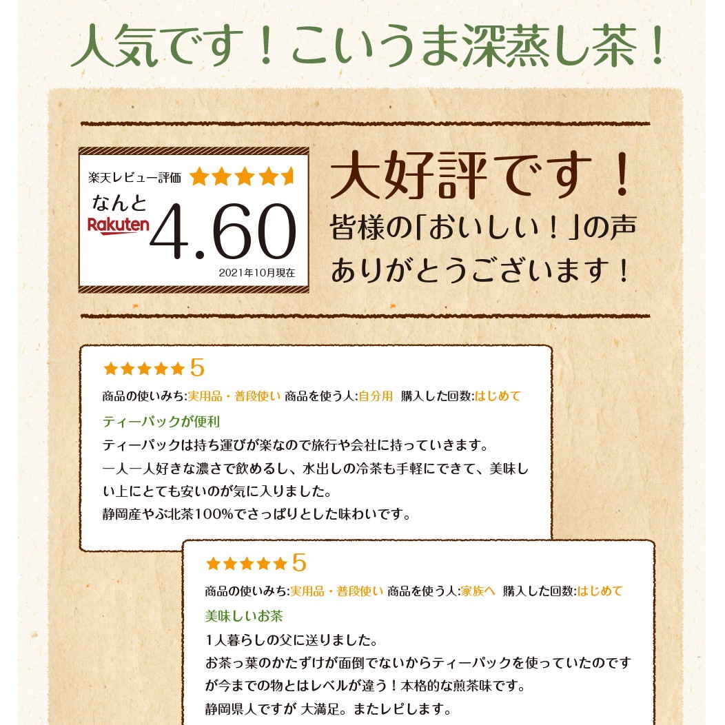 【2個セット】こいうま深蒸し茶 ペットボトル用 3g×20包 メール便