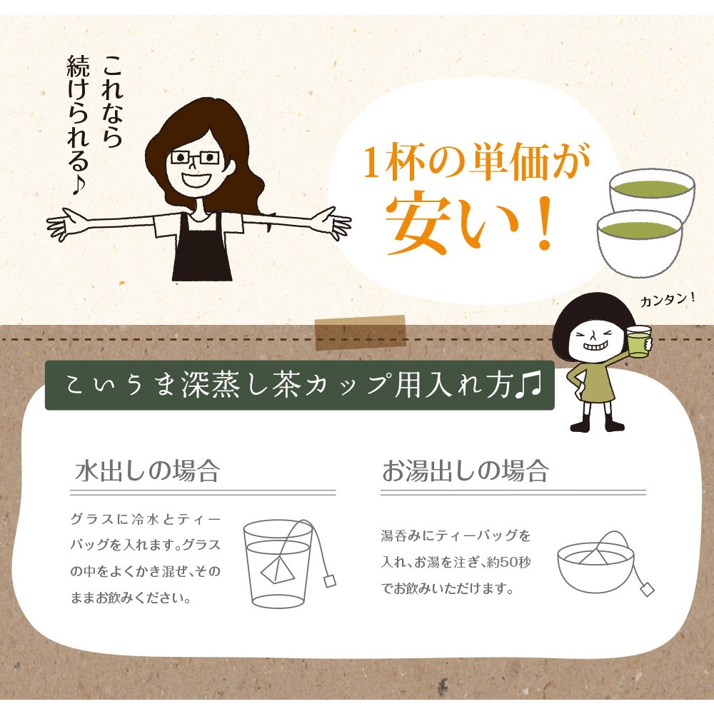 【10個セット】こいうま深蒸し茶 ひも付きカップ用 2g×20包