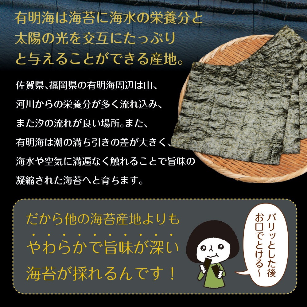 【2個セット】有明海産 ブラックペッパー海苔 8切120枚 メール便