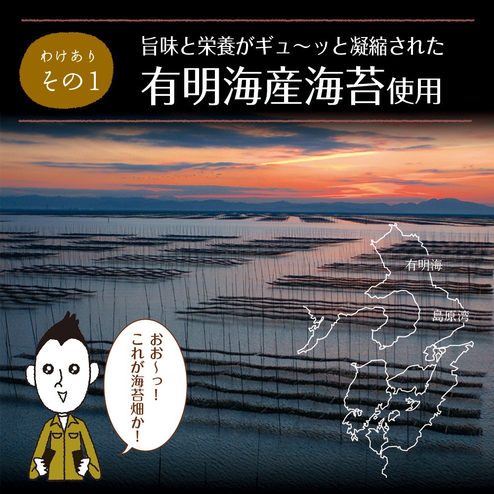 グレードが選べる 有明海産 訳あり焼き海苔 上級20枚 or 高級15枚 or お得用30枚 or 上級半切40枚 or お得用半切55枚