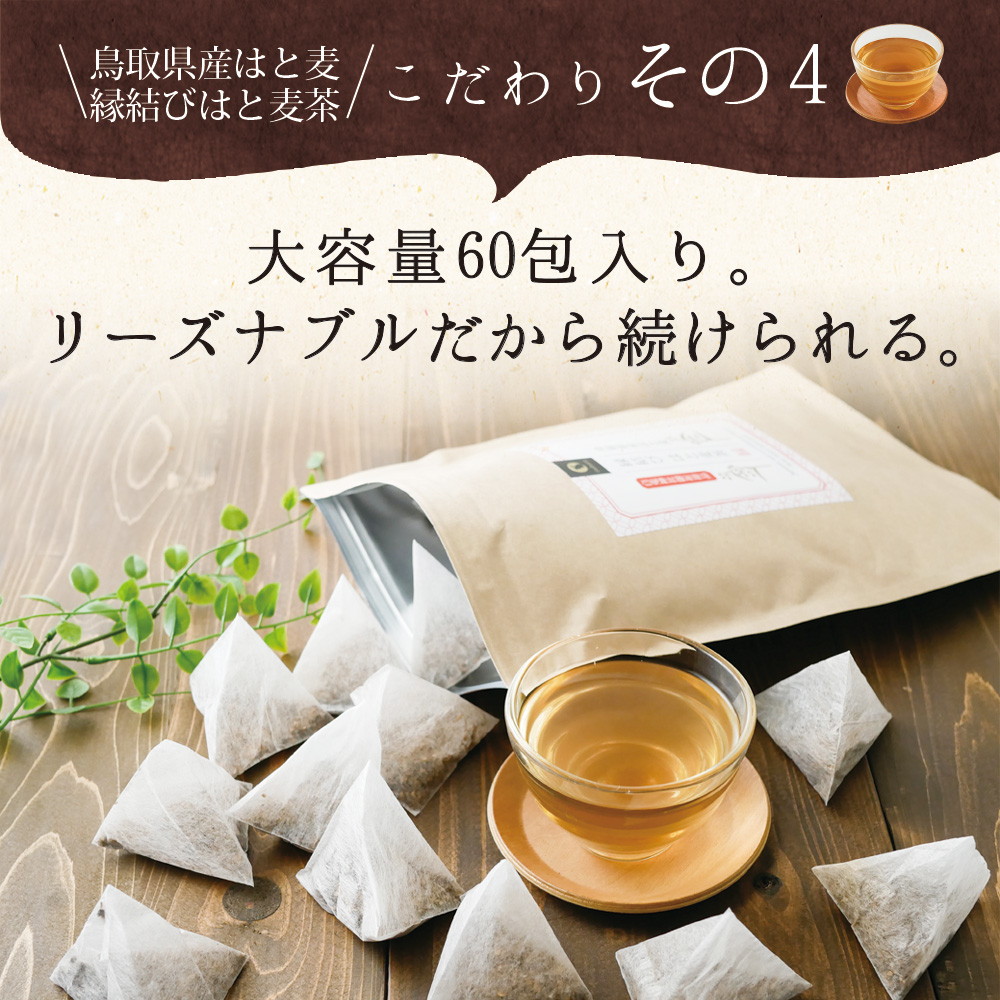 はと麦茶 ティーバッグ 60包入り 三角ティーバッグ 3g×60包 メール便 茶匠庵 健康茶 水出し ノンカフェイン お茶 はとむぎ茶