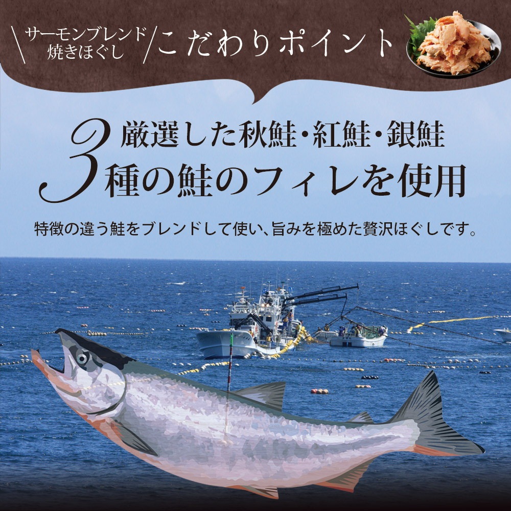 【3個セット】サーモンブレンド焼きほぐし 70g 北海道産秋鮭使用 メール便
