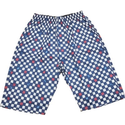 ロングトランクス 和柄 寿司柄【青色】LL〜3L 日本製 後ろポケット付 綿100% 前開き|ロングトランクス (M〜3L)