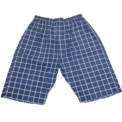 ロングトランクス 厚め生地 冬でも快適 チェック柄【紺色】LL〜3L 日本製 後ろポケット付 綿100% 前開き|ロングトランクス (M〜3L)