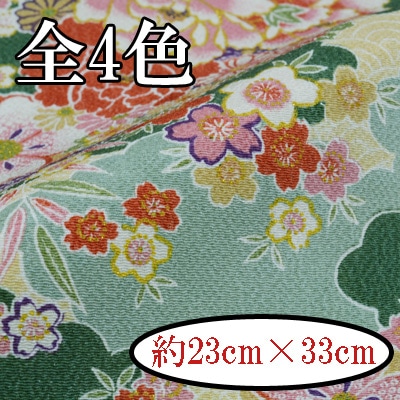 M-2857-1G～5G 雲の中にさくらや牡丹 カットクロス 京ちりめん 金彩