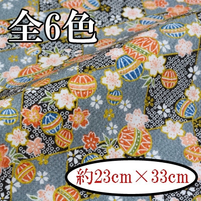 M-2922-1G～8G 菱に鹿子、鞠と桜 カットクロス 京ちりめん 金彩