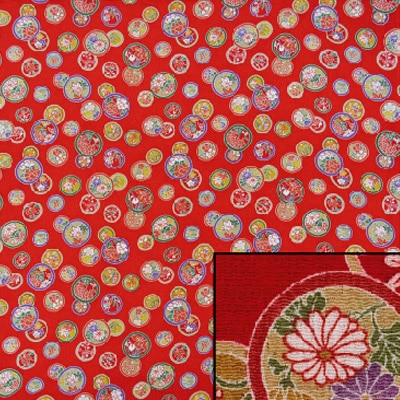 2910-101(京ちりめん風呂敷 金なし 丸紋赤)★お取り寄せ品