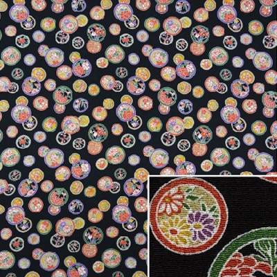 2910-801(京ちりめん風呂敷 金なし 丸紋黒)★お取り寄せ品