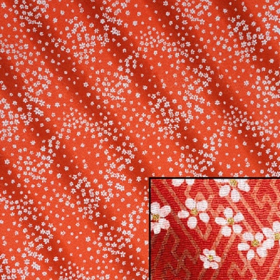 [受注生産品] MU1-B01(京ちりめん風呂敷 金彩 赤地に紗綾形小花)