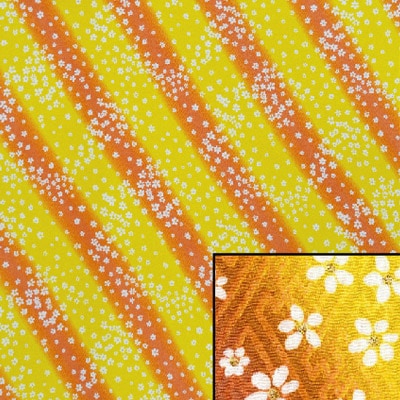 [受注生産品] MU1-E01(京ちりめん風呂敷 金彩 黄地に紗綾形小花)