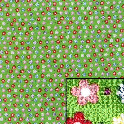 MU5-E01(京ちりめん風呂敷 金なし 黄緑地に梅と雪の結晶)★お取り寄せ品