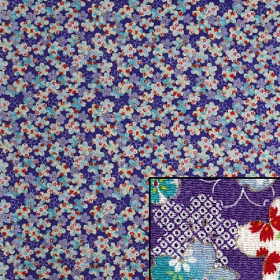 MU6-D01(京ちりめん風呂敷 金彩 紫地に桜鹿の子)★お取り寄せ品