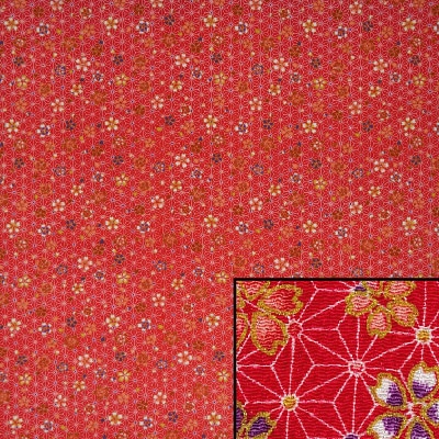 2926#101(京ちりめん風呂敷 金彩 麻に桜ちらし)★お取り寄せ品