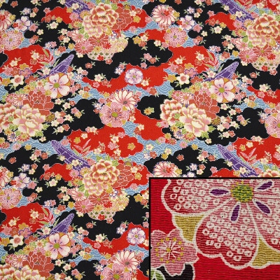 2857#101(京ちりめん風呂敷 金彩 雲取に船)★お取り寄せ品