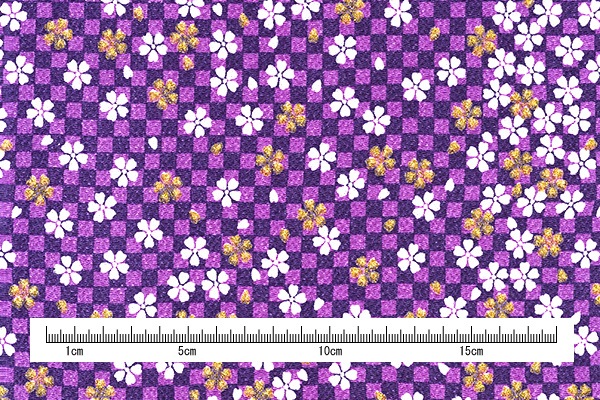 MU-2-AG～EG 市松模様に桜 反物 京ちりめん 金彩 | イナズマ公式通販