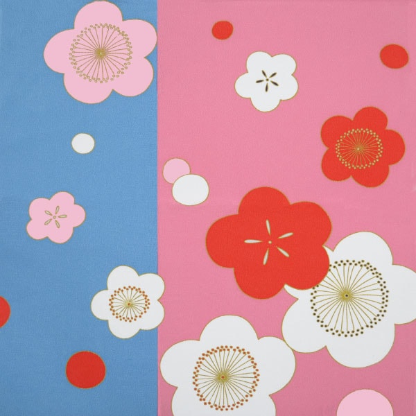 M-129#3(京ちりめん金彩風呂敷 染分け大梅 二幅)★お取り寄せ品