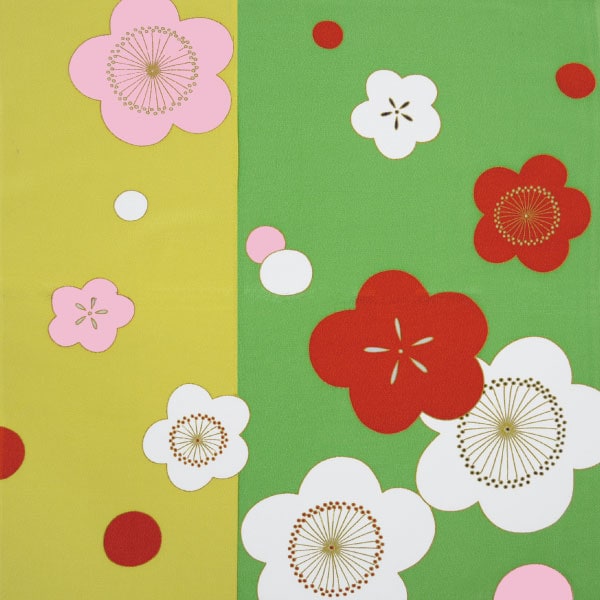 M-129#4(京ちりめん金彩風呂敷 染分け大梅 二幅)★お取り寄せ品