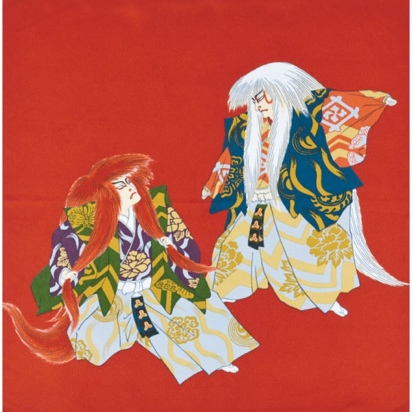 2084#101(京ちりめん浮世絵風呂敷 連獅子 中幅)★お取り寄せ品