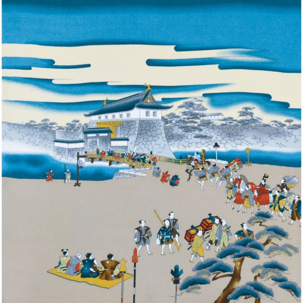 179#01(京ちりめん浮世絵風呂敷 江戸城 中幅)★お取り寄せ品
