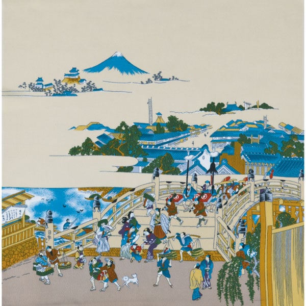2240#01(京ちりめん浮世絵風呂敷 日本橋 中幅)★お取り寄せ品