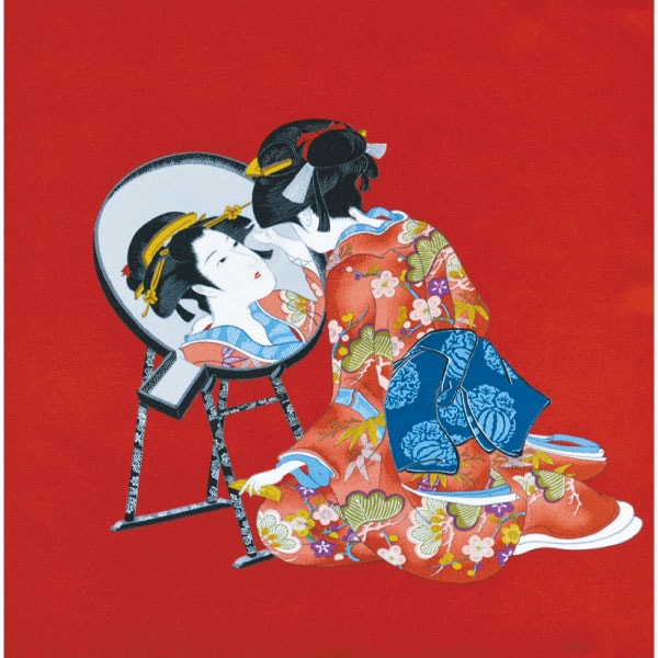 2085#101(京ちりめん浮世絵風呂敷 鏡美人 中幅)★お取り寄せ品