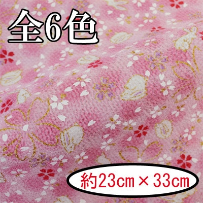 C-71-AG~FG さくらさくらと白兎 カットクロス 京ちりめん 金彩