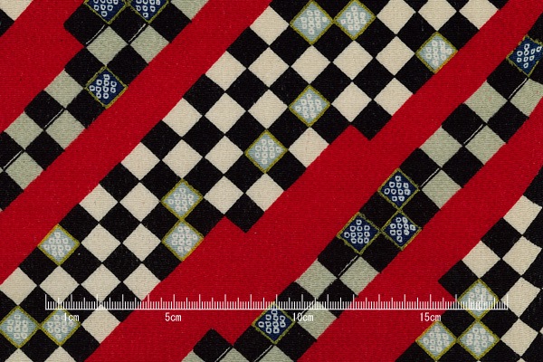 M-2728-6G~8G 市松模様と鹿子 反物 京ちりめん 金彩