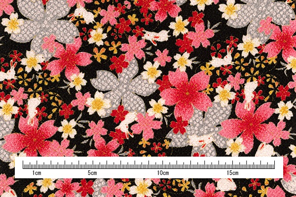 C-153-AG~BG 白兎と桜 反物 京ちりめん 金彩