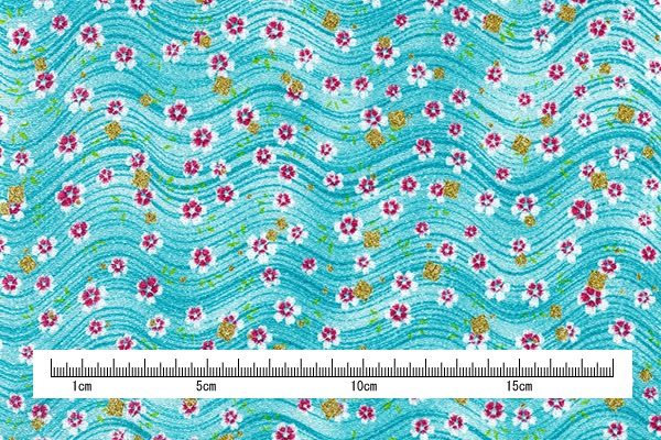 MU-3-AG~EG 流水に桜 反物 京ちりめん 金彩