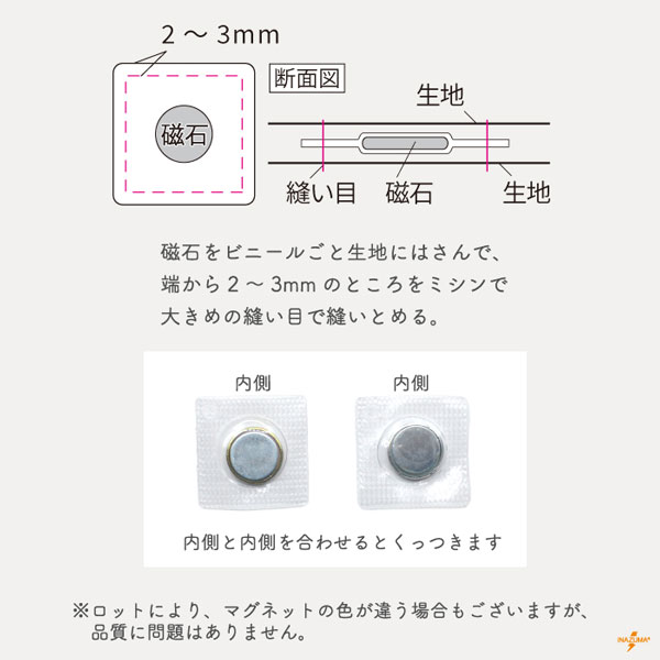 AK-53-18 縫込磁石｜縫い付けマグネット 薄型 強力 直径18mm｜2個1組