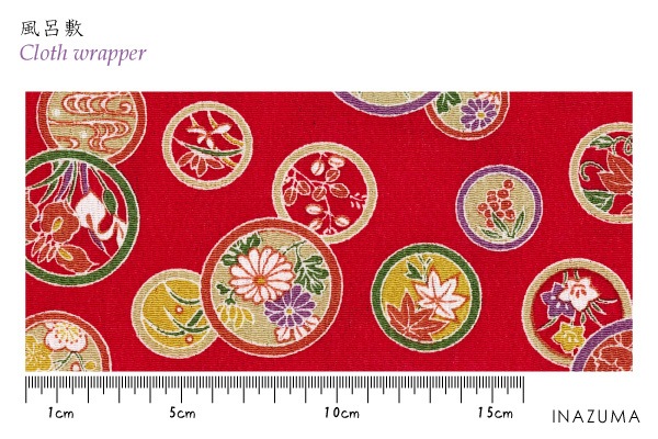 2910-101(京ちりめん風呂敷 金なし 丸紋赤)☆お取り寄せ品 | イナズマ