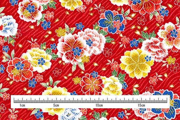 SMU-117-1G～8G 桜花びらと天竺牡丹 反物 京ちりめん 金彩 | イナズマ