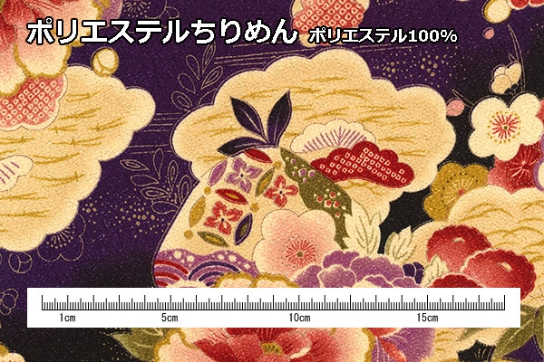 PUB-006-A~E 松竹梅と七宝 反物 ポリエステルちりめん