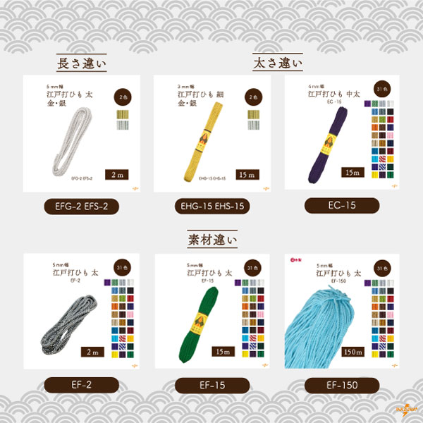 EFG-15,EFS-15 金糸・銀糸 江戸打 太|巾着ひも 結び手芸 マクラメ|15m1反