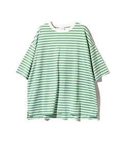 《SALE》Swallow EMB.Hal Sleeve Loose Tee - Stripe［MP916］Green