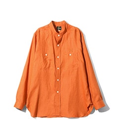 《SALE》Band Collar Work Shirt - Linen Canvas［OT207］Orange