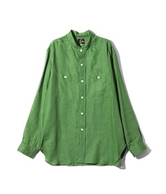 《SALE》Band Collar Work Shirt - Linen Canvas［OT207］Green
