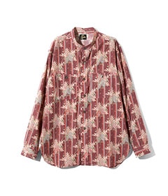 《SALE》Band Collar Work Shirt - R/C Lawn Cloth / Paisley Printed［OT208］Bordeaux