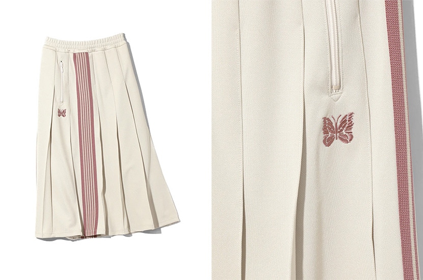 Needles プリーツトラックスカート アイボリー Pleated Track Skirt - Poly Smooth［QV313］Ivory【2025SS