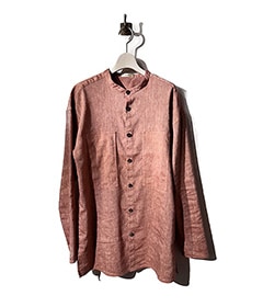 リネンウールライトガーメントダイ バンドカラーミリタリーシャツ［C251F05B01］【2025SS】【SOLDOUT】