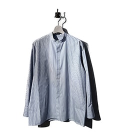 コットンストライプ バンドカラーシャツ［C251F02B04］【2025SS】【SOLDOUT】