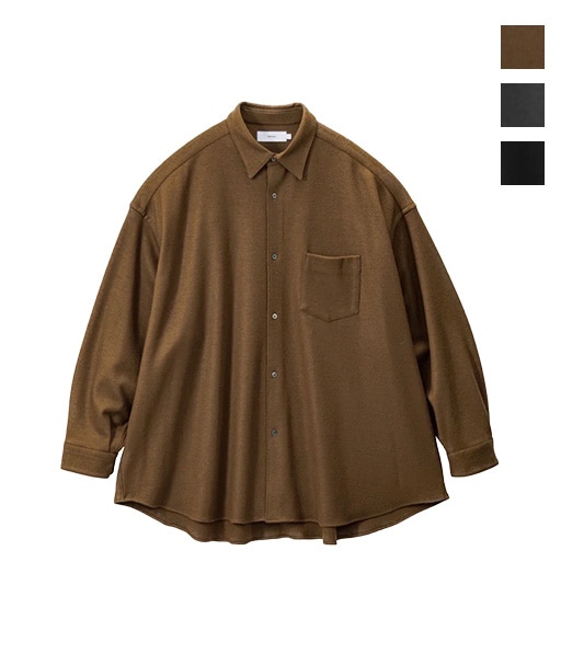 Wool Smooth Flannel Oversized Regular Collar Shirt［GU253-50221B］【2025AW】